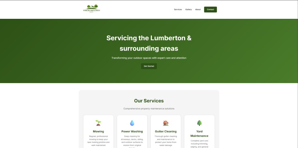 Strickland & West LLC services site screenshot